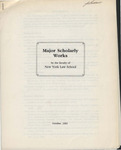 Major Scholarly Works by the Faculty of New York Law School | October 1991