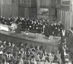 Dean Shapiro and Board of Trustees Chairman John Thornton | 85th Commencement, Alice Tully Hall | 1977