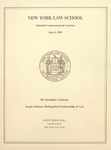1982 Commencement Program by New York Law School
