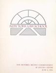 1994 Commencement Program by New York Law School