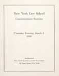 1950 Commencement Program by New York Law School