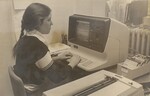 Student at library terminal