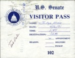 U.S. Senate Vistor Pass by Roger J. Miner