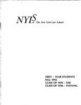 First Year Students: Fall 1992 by New York Law School