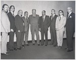 Far left, Professor Eugene Cerruti (NYLS 1977-); fourth from left, Hon. William Kapelman (NYLS Class of 1940); center, President of the United States Gerald R. Ford; third from right, Associate Dean William L. Bruce; second from right, Professor Stephen A. Newman (NYLS 1974-2014) by New York Law School