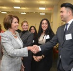 Democratic Leader Nancy Pelosi stopped by and visited with some NYLS students at the Sidney Shainwald Public Interest Lecture by New York Law School