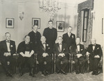 Nathaniel Goldstein, Class of 1918 (center, seated with glasses), John Marshall Harlan, Class of 1924 (center, seated, with lapel flower), and Dean Alison Reppy (left of Marshall, holding program) by New York Law School