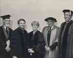 1984 Commencement Honorary Degree Recipients in Robes: Otto L. Walter, '54, Dean James Simon, Geraldine A. Ferraro, Eugene V. Rostow, and A. Leon Higginbotham, Jr. by New York Law School