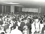 1977 Commencement – b/w 8”x10” print of crowd of students & their families in the foyer of Alice Tully Hall