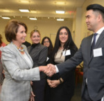 Democratic leader Nancy Pelosi stopped by and visited with some NYLS students at the Sidney Shainwald Public Interest Lecture by New York Law School