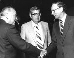 The Honorable Potter Stewart (left), Dean E. Donald Shapiro (center), and the Honorable Francis T. Murphy, Jr., Class of 1952 by Mendik Library