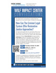 Wilf Impact Center Conversations| How Can The Criminal Legal System Offer Restorative Justice Approaches?